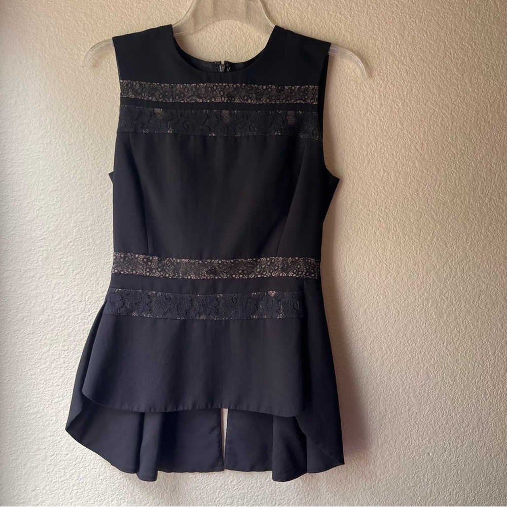 xazria sleeveless black and nude peplum top size XS